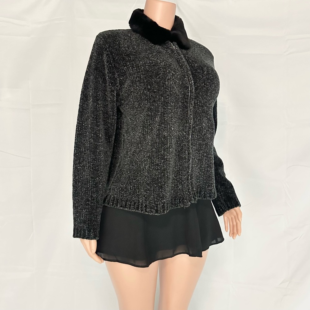 Vintage Basic Editions Navy Jacket with Faux Fur … - image 4